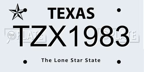 TZX1983 Texas License Plate