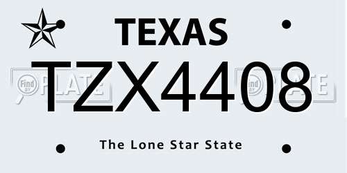 TZX4408 Texas License Plate