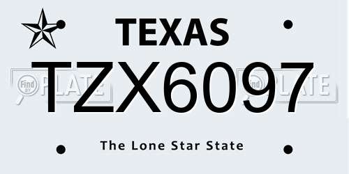 TZX6097 Texas License Plate