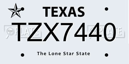 TZX7440 Texas License Plate