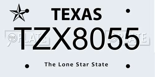 TZX8055 Texas License Plate