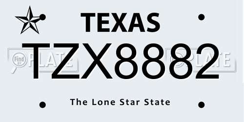 TZX8882 Texas License Plate