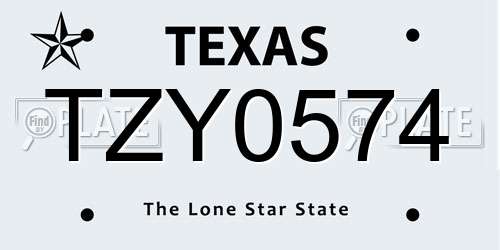 TZY0574 Texas License Plate