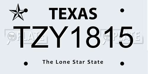TZY1815 Texas License Plate