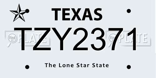 TZY2371 Texas License Plate