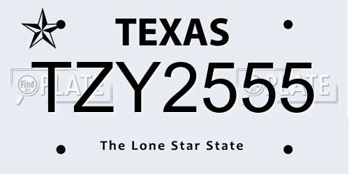 TZY2555 Texas License Plate