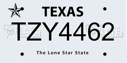 TZY4462 Texas License Plate