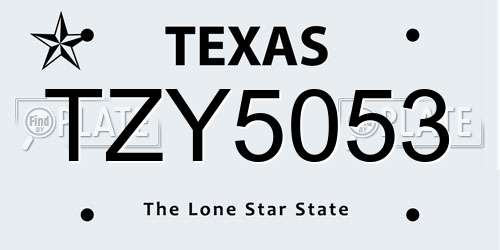 TZY5053 Texas License Plate