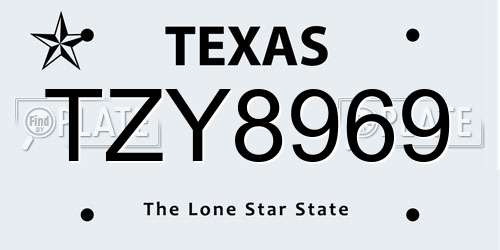 TZY8969 Texas License Plate