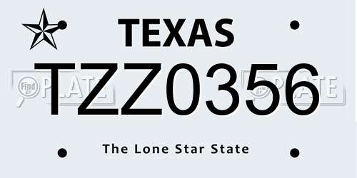 TZZ0356 Texas License Plate