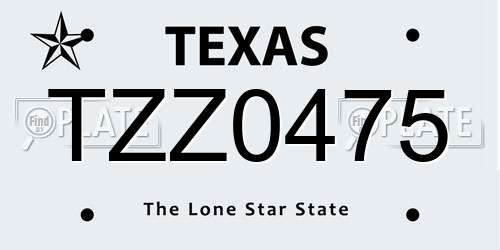TZZ0475 Texas License Plate