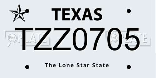 TZZ0705 Texas License Plate