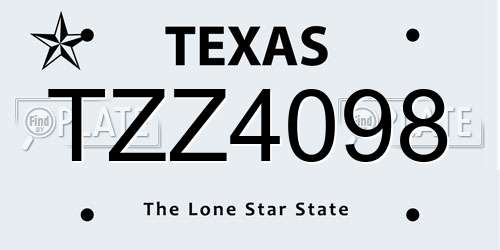 TZZ4098 Texas License Plate