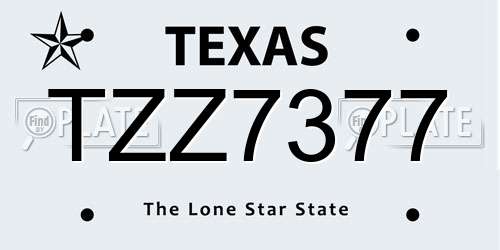 TZZ7377 Texas License Plate