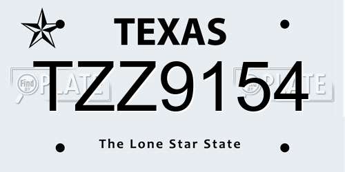 TZZ9154 Texas License Plate