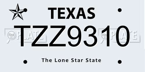 TZZ9310 Texas License Plate