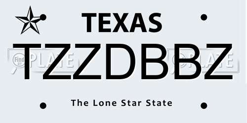 TZZDBBZ Texas License Plate