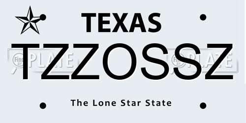 TZZOSSZ Texas License Plate