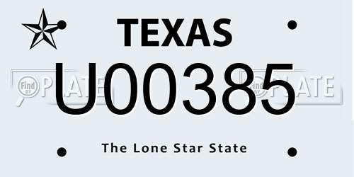 U00385 Texas License Plate