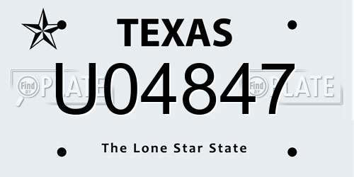 U04847 Texas License Plate