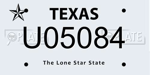 U05084 Texas License Plate