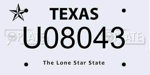 U08043 Texas License Plate