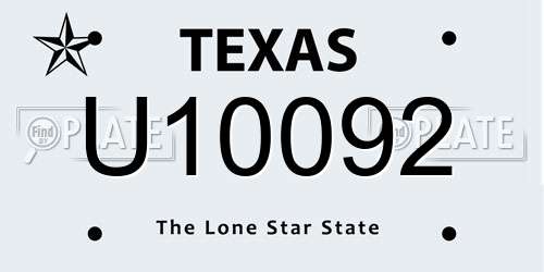 U10092 Texas License Plate
