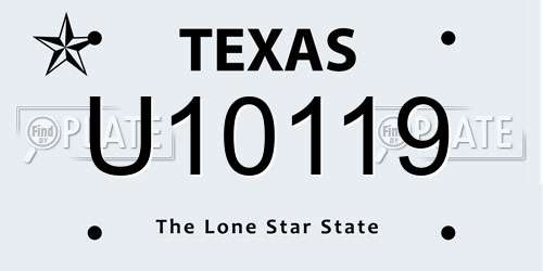 U10119 Texas License Plate