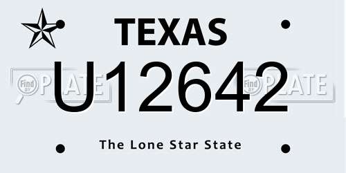 U12642 Texas License Plate