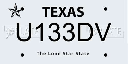 U133DV Texas License Plate
