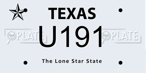 U191 Texas License Plate