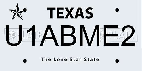 U1ABME2 Texas License Plate
