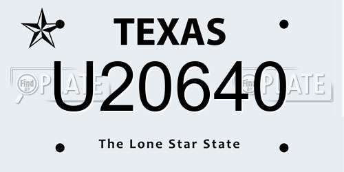 U20640 Texas License Plate