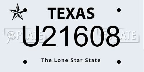 U21608 Texas License Plate