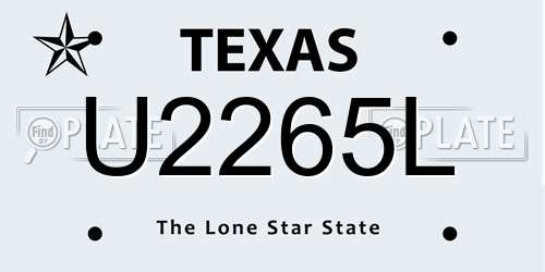 U2265L Texas License Plate