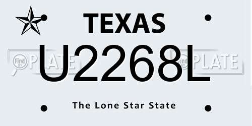 U2268L Texas License Plate