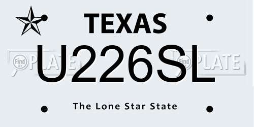 U226SL Texas License Plate