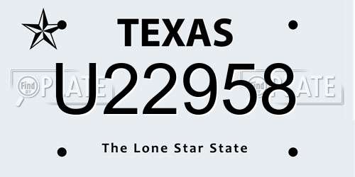U22958 Texas License Plate