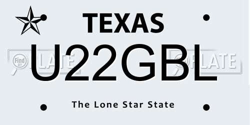 U22GBL Texas License Plate