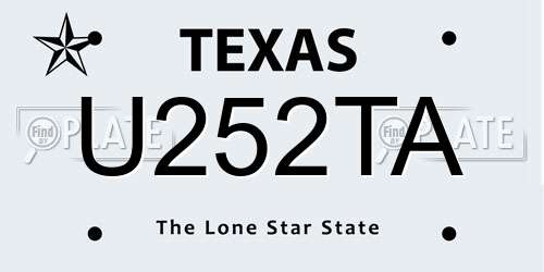 U252TA Texas License Plate