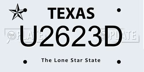 U2623D Texas License Plate