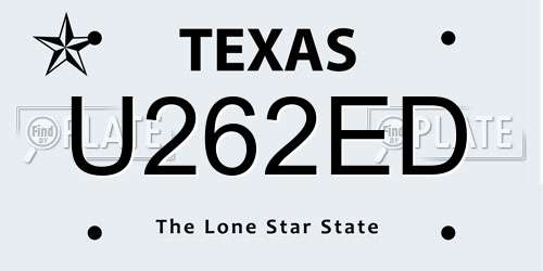 U262ED Texas License Plate