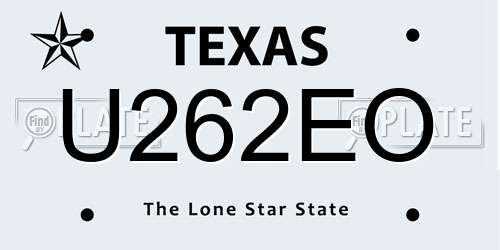 U262EO Texas License Plate