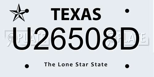 U26508D Texas License Plate