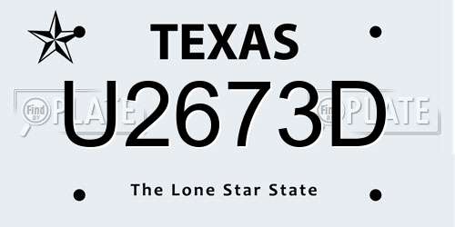 U2673D Texas License Plate