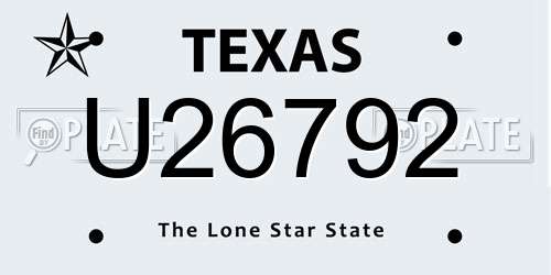 U26792 Texas License Plate