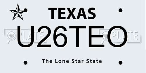 U26TEO Texas License Plate