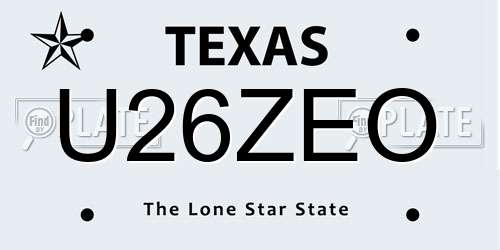 U26ZEO Texas License Plate