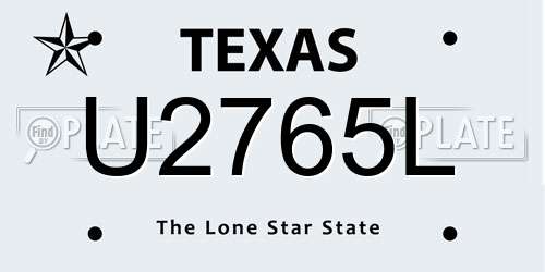 U2765L Texas License Plate