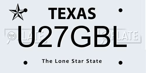 U27GBL Texas License Plate